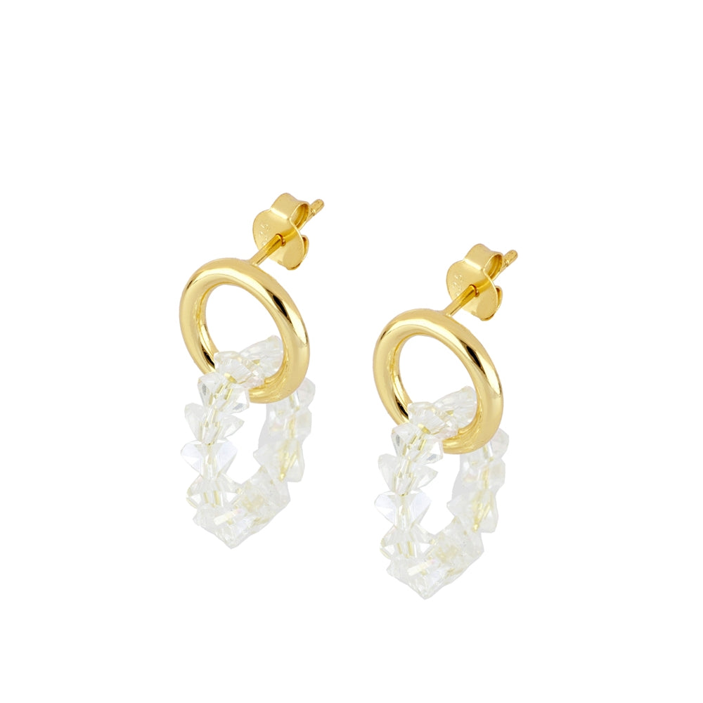 Ohrringe mit Diamant-Zirkon-Steinen aus 925er Silber mit 18-karätiger Vergoldung