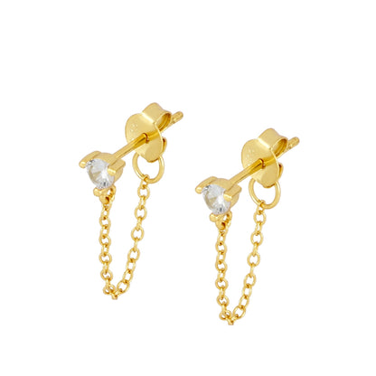 Boucles d'oreilles avec pierres de zircon Bombay Gold en argent 925 plaqué or 18 carats