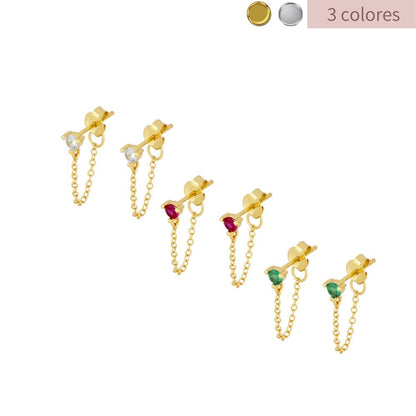 Boucles d'oreilles avec pierres de zircon Bombay Gold en argent 925 plaqué or 18 carats