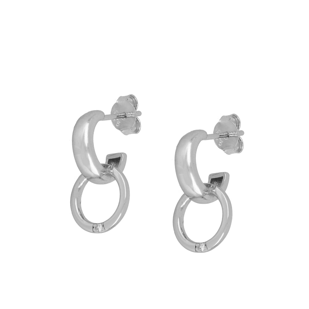 Earrings with Gold Moon Zircon Stones in 925 Silver