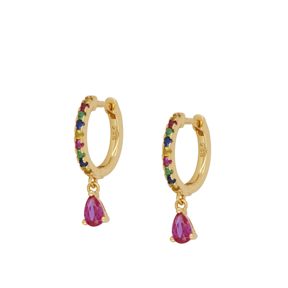 Earrings with Delhi Zircon Stones in 925 Silver 18 kt Gold Plated 6 colors