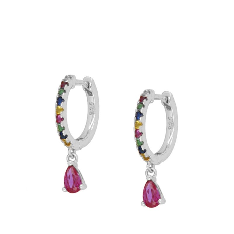 Boucles d'oreilles avec pierres de zircon de Delhi en argent 925 7 couleurs
