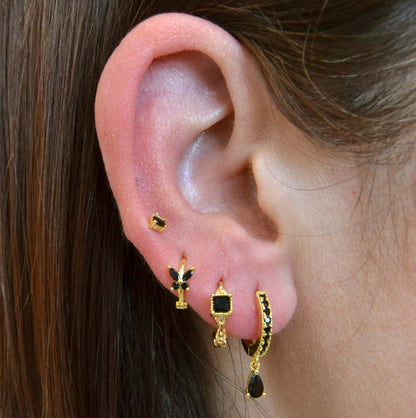 Boucles d'oreilles avec pierres de zircon de Delhi en argent 925 7 couleurs