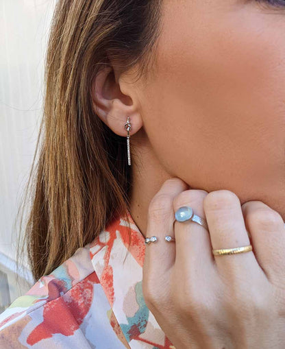 Earrings with Zircon Stones Knot in 925 Silver