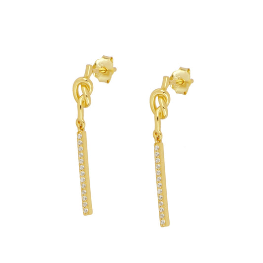 Knot Earrings with Zircon Stones in 925 Silver 18 kt Gold Plated