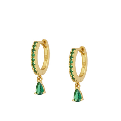Boucles d'oreilles avec pierres de zircon Delhi en argent 925 plaqué or 18 carats 6 couleurs