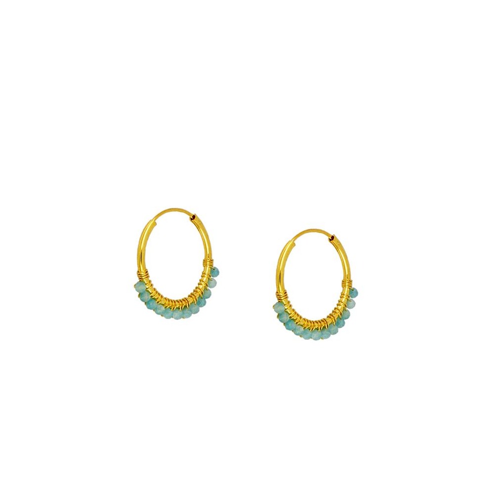 Boucles d'oreilles avec pierres naturelles nubiennes en argent sterling plaqué or 18 carats. 7 couleurs