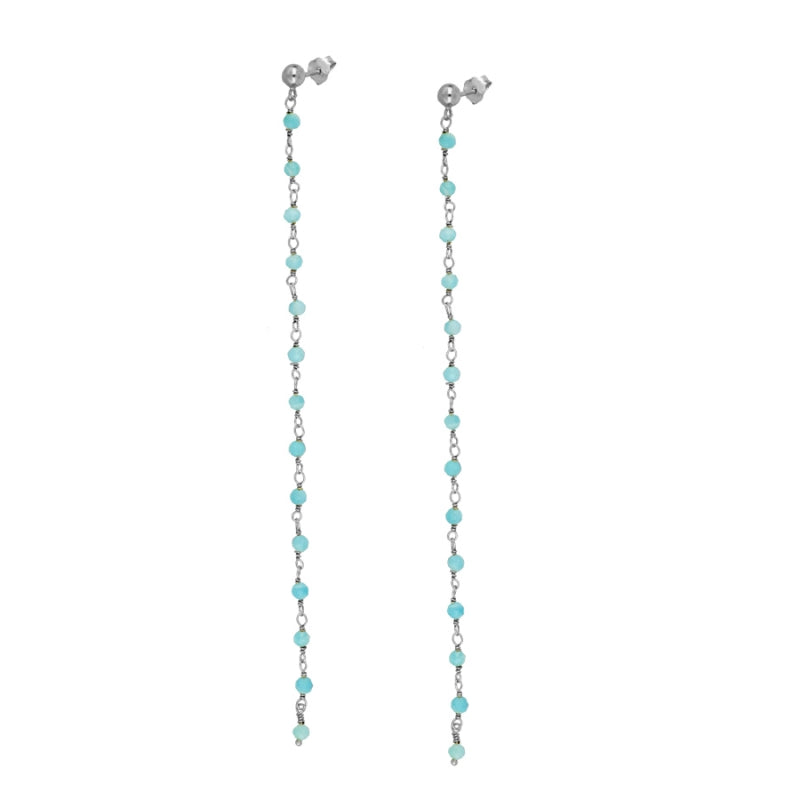 Rosary Earrings with Natural Stones in 925 Silver and 18 kt gold plating.