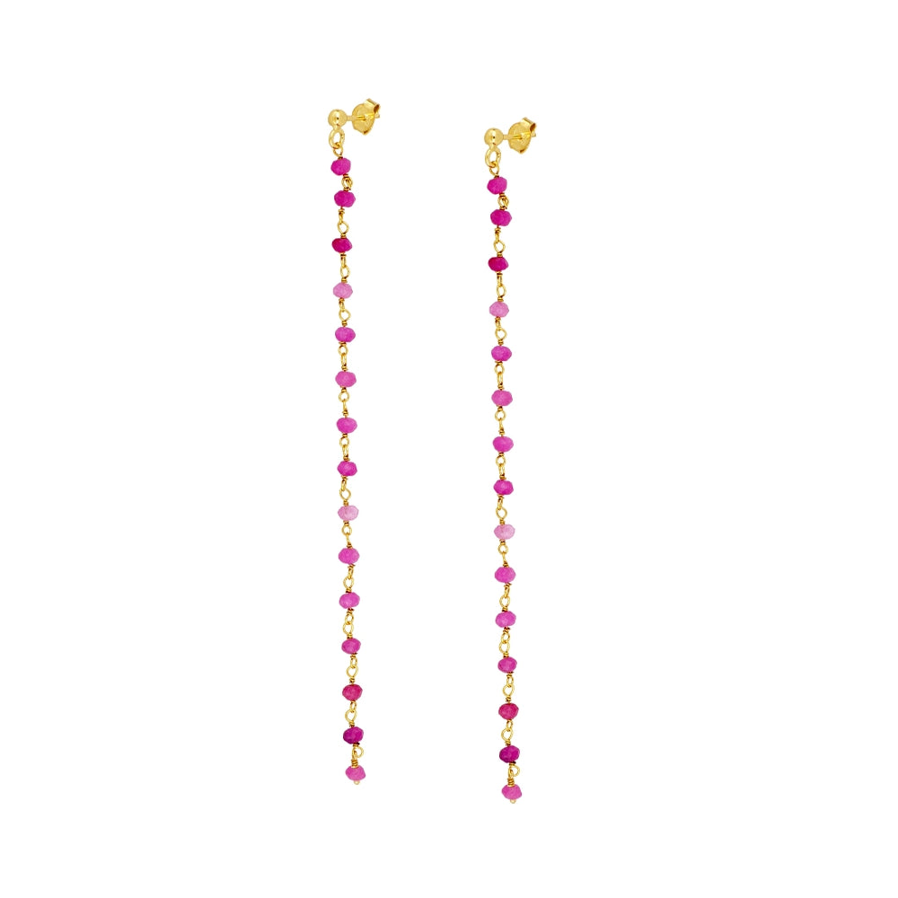 Rosary Earrings with Natural Stones in 925 Silver and 18 kt gold plating.