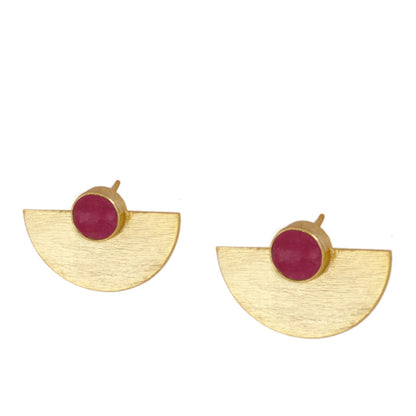 Earrings with Natural Stones Mburuvi Violet Quartz in Sterling Silver with 18 kt Gold Plated. 6 colors