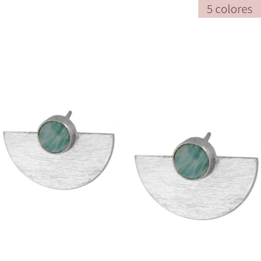 Earrings with Mburuvi Natural Stones in 925 Sterling Silver 5 colors