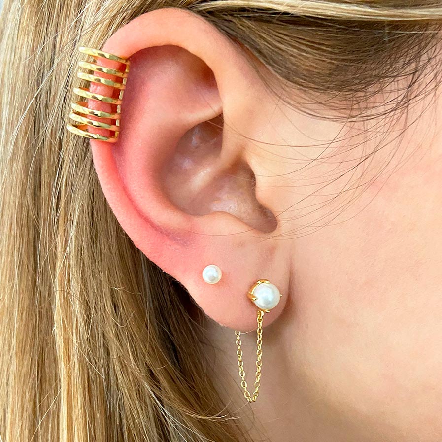 Boucles d'oreilles avec pierres naturelles Emma Pearls en argent 925 avec plaqué or 18 carats