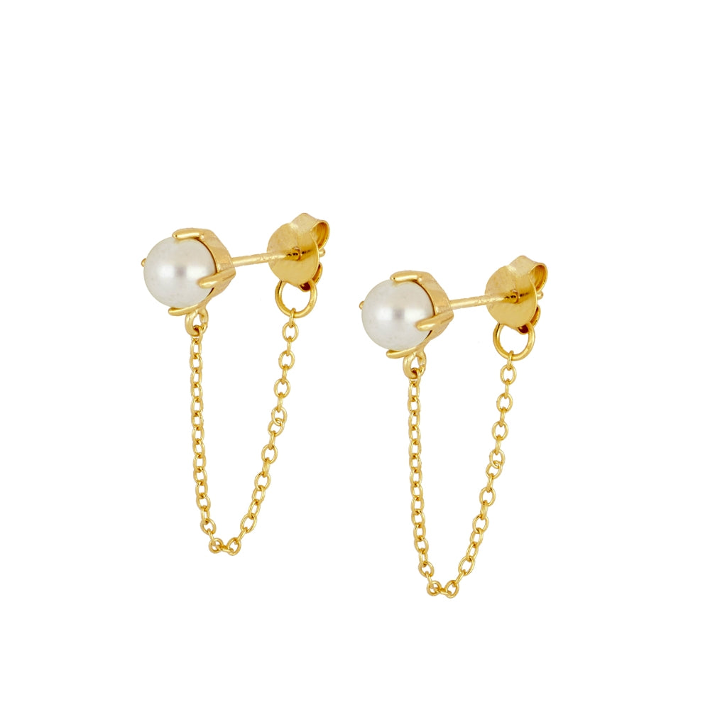 Earrings with Natural Stones Emma Pearls 925 Silver with 18 kt Gold plating