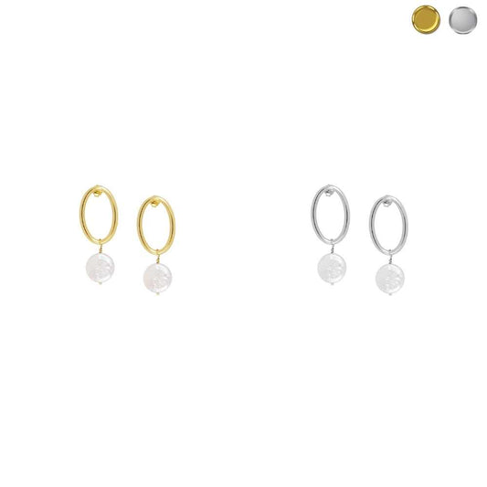 Earrings with Natural Stones Gilda Pearls 925 Silver with 18 kt Gold plating