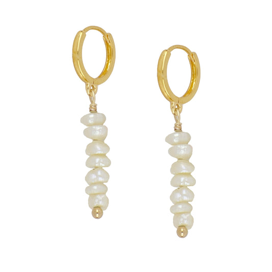 Earrings with Stones Natural Pearls Nora 925 Silver with 18 k Gold plating