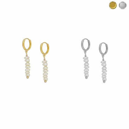 Boucles d'oreilles avec pierres naturelles Nuuk Pearls en argent 925 avec placage en or 18 carats