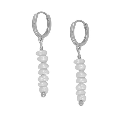 Boucles d'oreilles avec pierres naturelles Nuuk Pearls en argent 925 avec placage en or 18 carats
