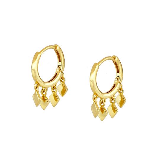 925 Silver Earrings 4 Rhombuses with 18k Gold Plated