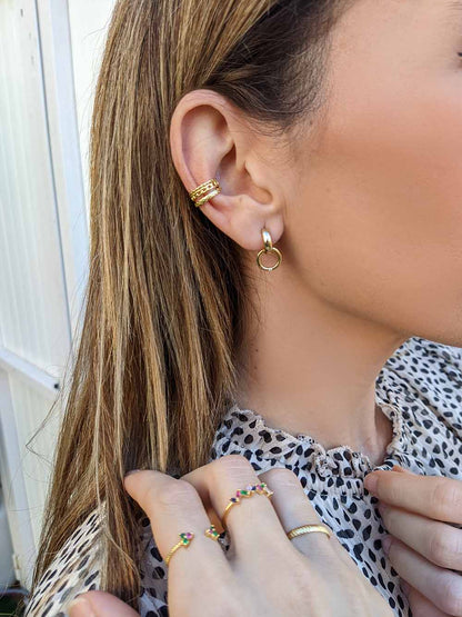 Boucles d'oreilles Saint Laurent avec pierres de zircon en argent 925 plaqué or 18 carats