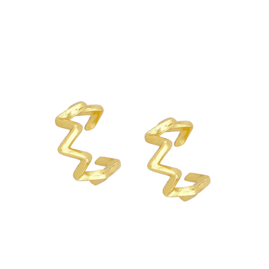 Boucles d'oreilles ZigZag en argent sterling 925 avec placage en or 18 carats.