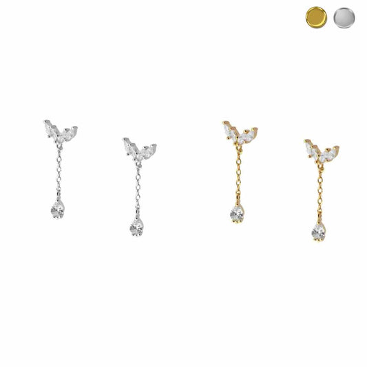 Earrings with Zircon Stones in 925 Silver and 18k Gold Plated Paloma