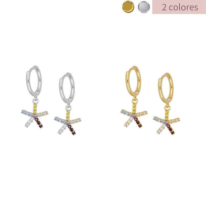 Earrings with Zircon Stones in 925 Silver and 18k Gold Plated Valeria