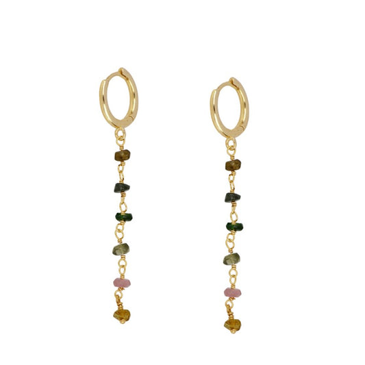 Earrings with Natural Seine Tourmaline Stones in 925 Silver with 18 kt Gold plating