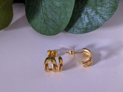 Serpentine 925 Silver Earrings plated in 18Kt Gold.