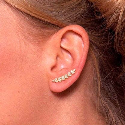 Boucles d'oreilles d'escalade avec pierres de zircon en argent 925 et plaqué or 18 carats Tanisha