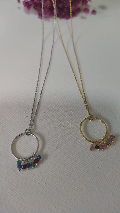 Halskette mit natürlichen Turamlina-Eidersteinen aus Sterlingsilber und 18-karätiger Vergoldung