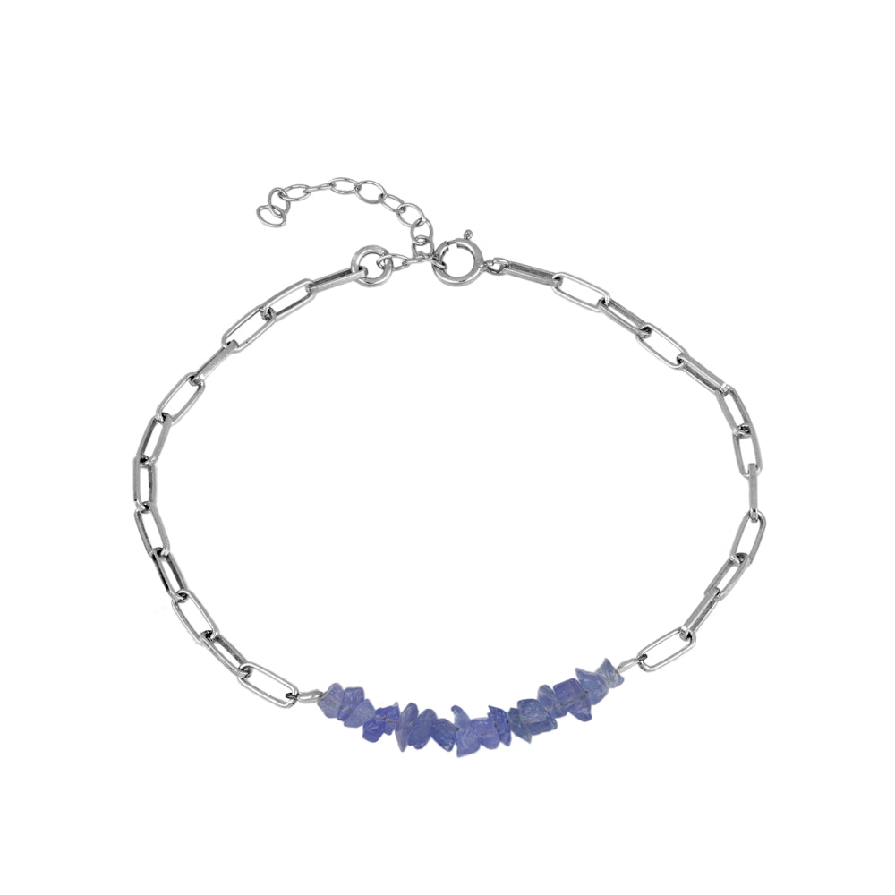 Bracelet Alana avec pierres naturelles Tanzanite bleue en argent sterling plaqué or 18 carats