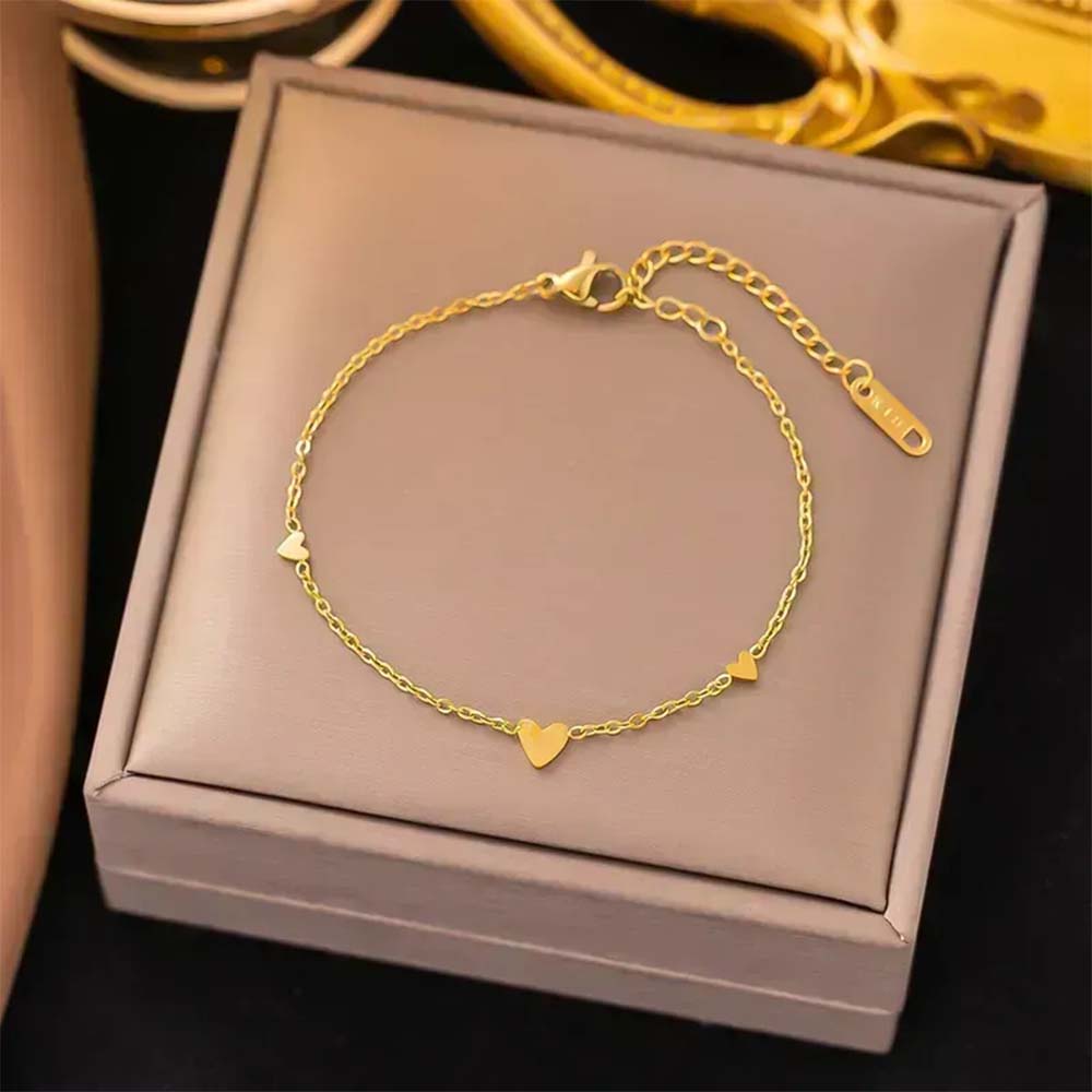 Gold Hearts Stainless Steel Titanium Bracelet