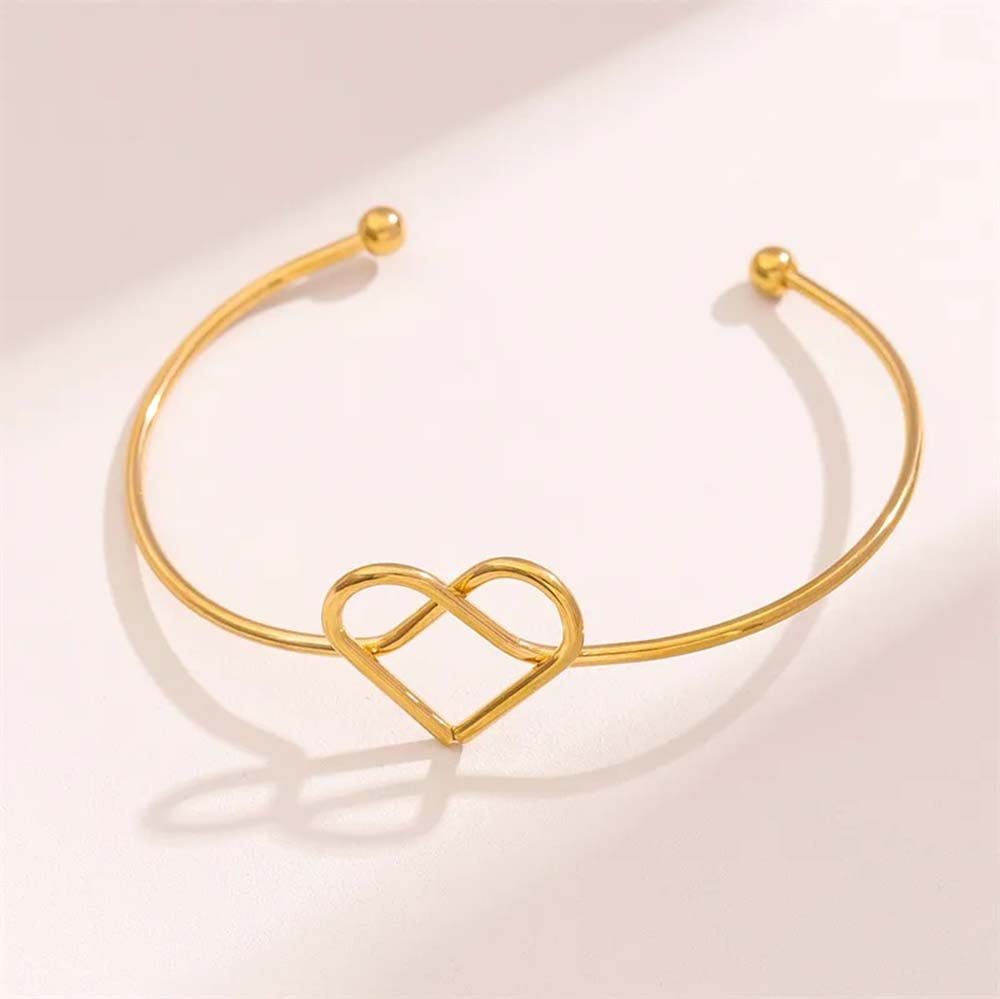 Big Heart Golden Stainless Steel Bangle Bracelet