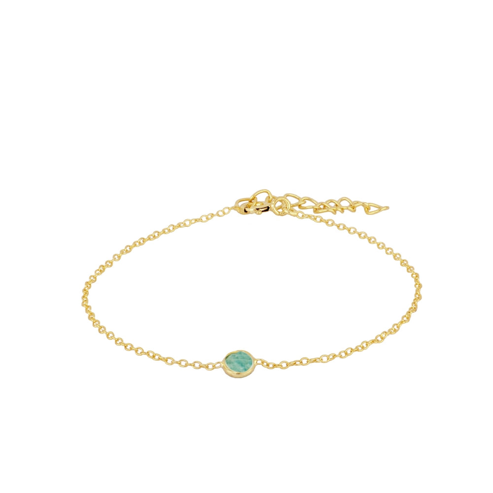 Bracelet with Natural Stones Amazonite Abbi in Sterling Silver and 18kt Gold Plated