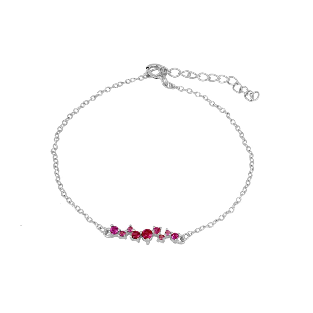 Bracelet with Natural Stones Fuchsia Zirconia Constellation in 925 Silver