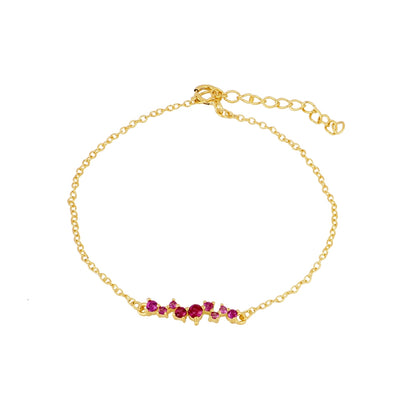 Bracelet with Natural Stones Fuchsia Zirconia Constellation in 925 Silver and 18 Kt Gold plating.