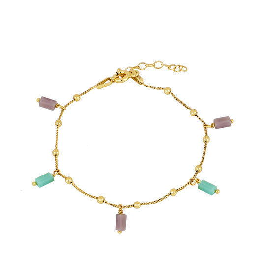 Bracelet with Summer Crystal Stones in 925 Silver plated in 18 Kt Gold.