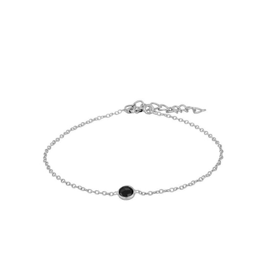 Abbi-Armband mit Natursteinen, schwarzem Spinell aus 925er Silber
