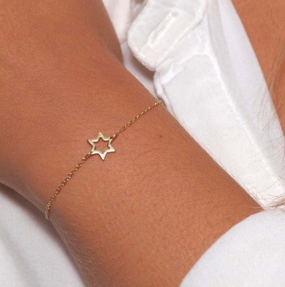 Single Star Sterling Silver Bracelet with 18kt Gold Plated