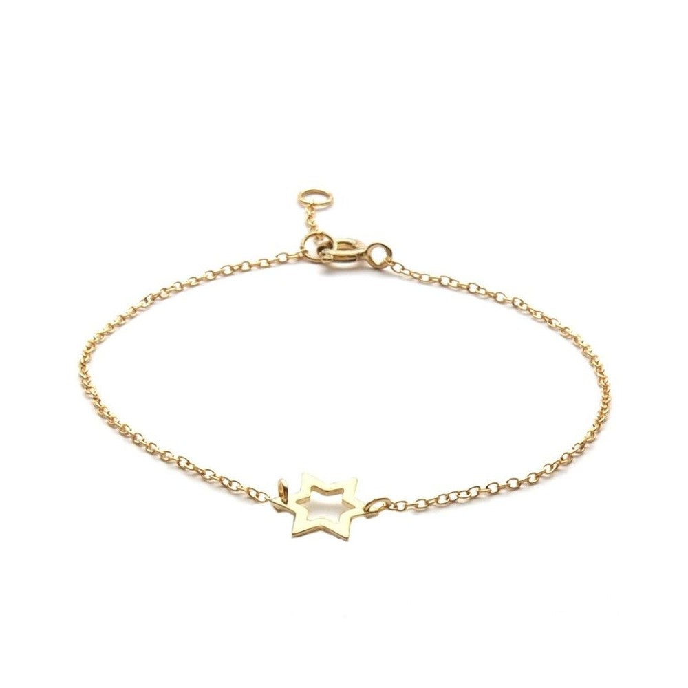 Single Star Sterling Silver Bracelet with 18kt Gold Plated
