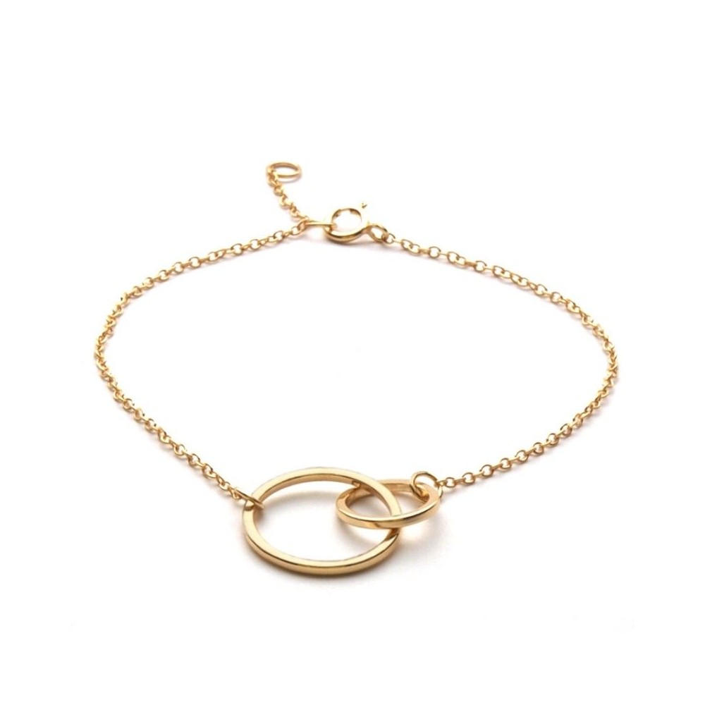 925 Silver Twin Rings Bracelet with 18kt Gold Plated